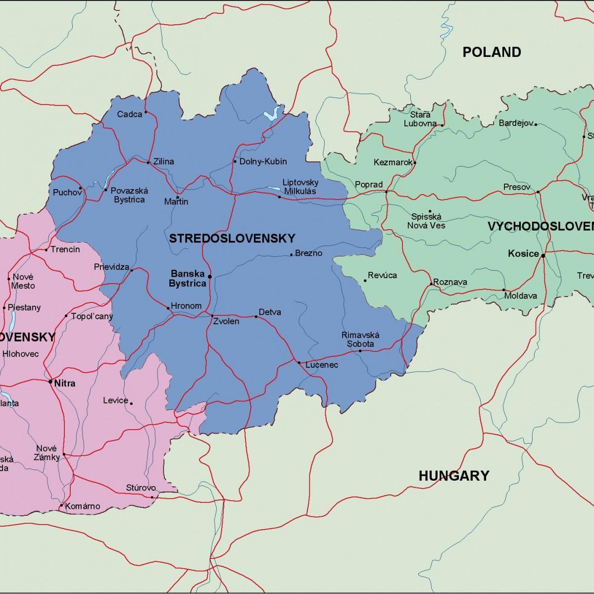 mapa de Eslovaquia político
