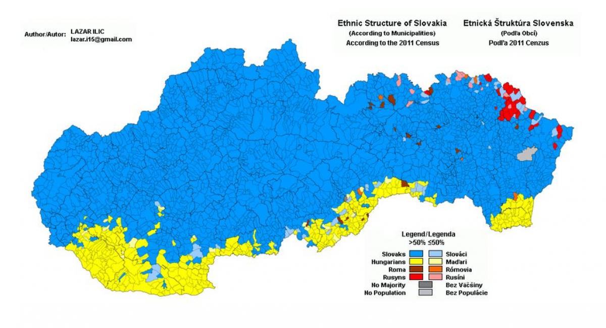 mapa de Eslovaquia étnico