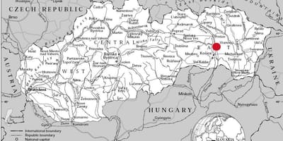 Mapa de Eslovaquia oriental