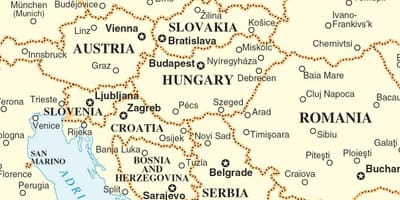 Mapa de Eslovaquia países de su entorno